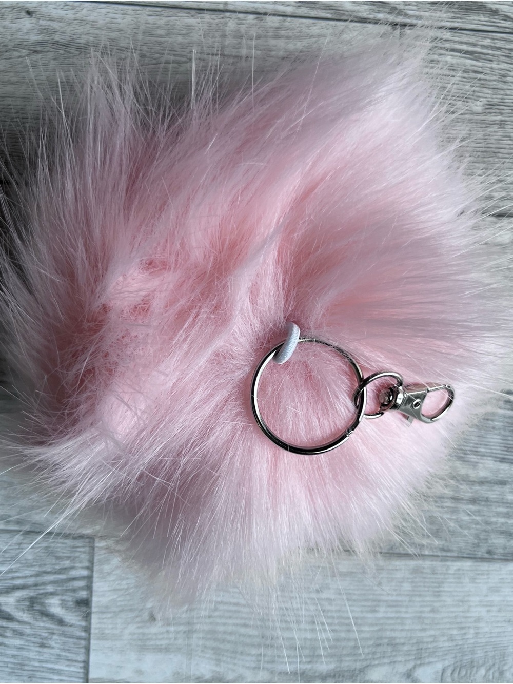 Large 5 inch Pink Faux Fur Pom Keychain - Purse Charm Women Accessories